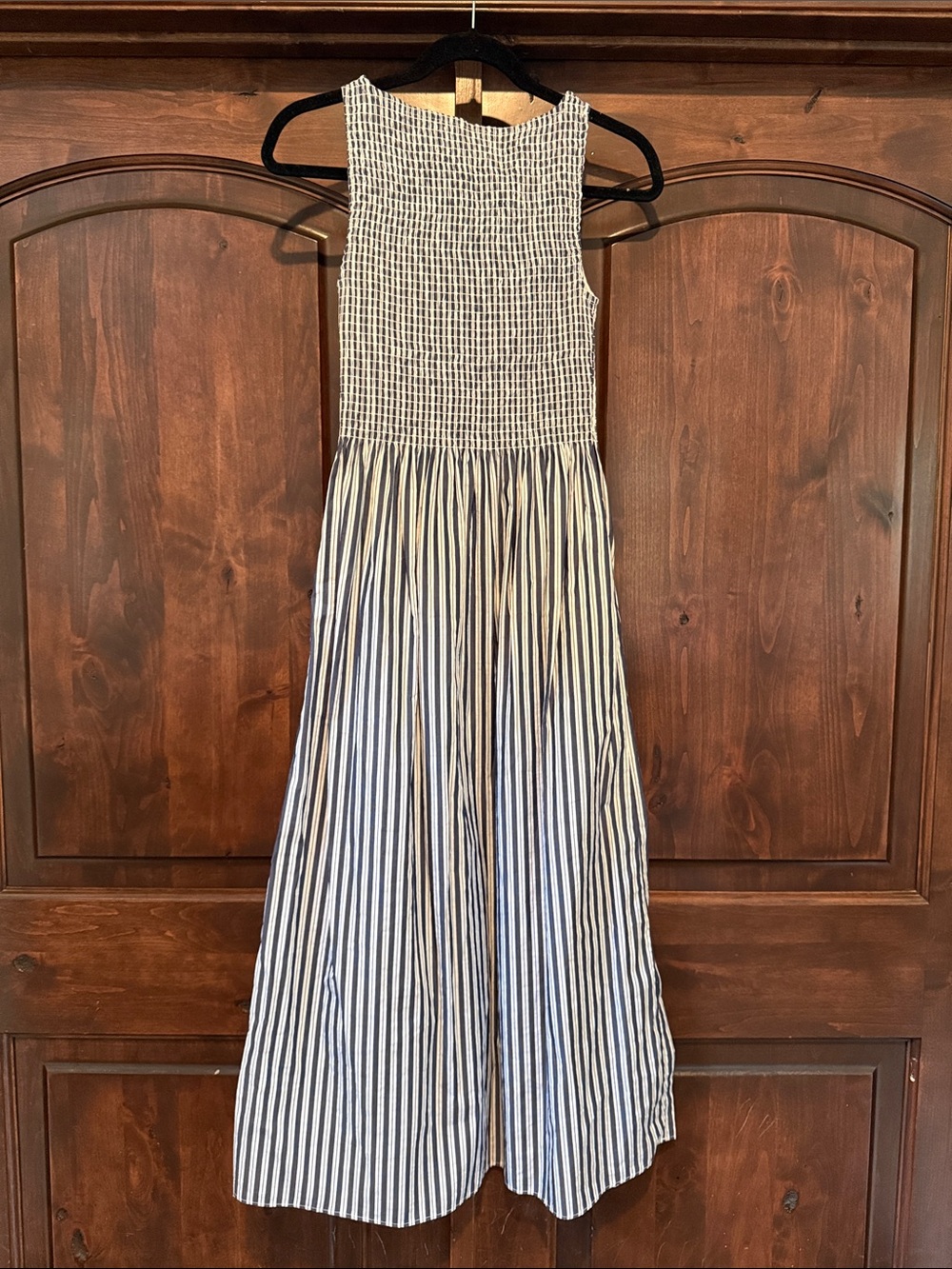 Hill House Navy and White Striped Smocked Maxi Sundress - Picture 4 of 6